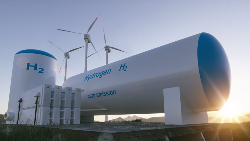 Waterstof hernieuwbare energie productie - waterstofgas voor schone elektriciteit zonne-en windturbine faciliteit